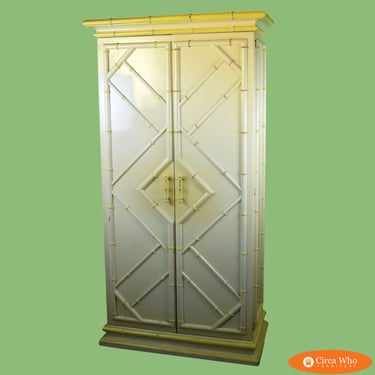 Large Faux Bamboo Tall Chest Cabinet