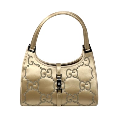 Gucci Gold Satin Logo Jackie Bag