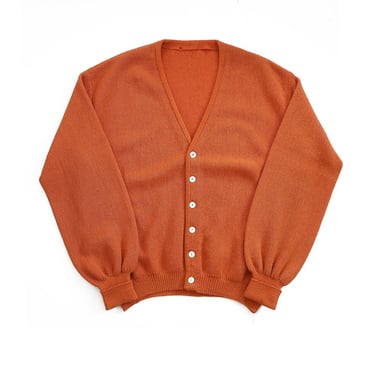 vintage cardigan / orange cardigan / 1960s fuzzy alpaca knit pumpkin orange baggy Kurt Cobain cardigan XL 