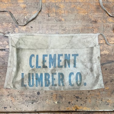 Vintage Clerks Apron CLEMENT LUMBER CO. Mid-Century Schmock Artist Workman Bib Advertising Art 