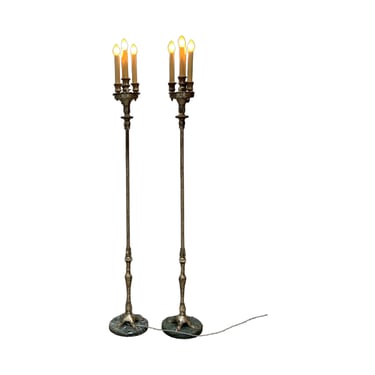 Beautiful pair of 1920s floor lamps in original silver finish #2422 