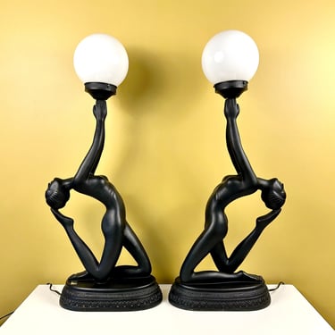 Art Deco Lady Lamps (2 Available, Sold Separately) 