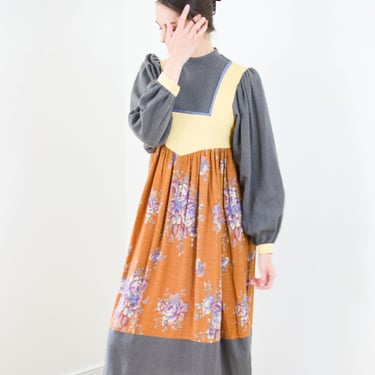 Vintage 1970s Anastasia France Mixed-Textile Dress | XS 