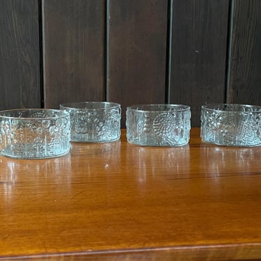 4 Vintage NuutaJarvi Iittala Flora 4.5 Round Glass Bowls Oiva Toikka Design Finland Mid-Century Scandinavian 