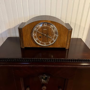1935 Junghans Chiming Mantel Clock, Art Deco with Original W278 8-Day Movement, Germany 