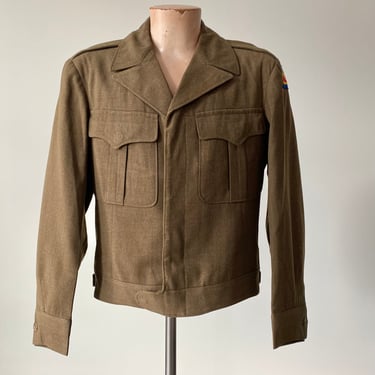 Vintage 1940s 1950s Ike Jacket / Vintage Eisenhower Jacket / Vintage 40s Cropped Jacket / Wool US Army Jacket 