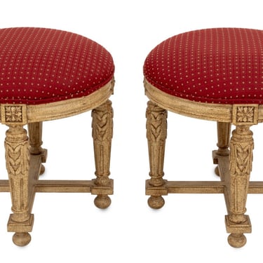 Pair of Louis XVI Style Cream Painted Stools