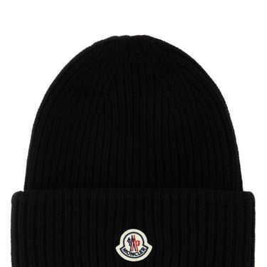 Moncler Man Black Wool Blend Beanie Hat