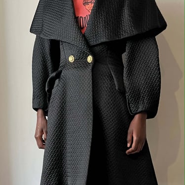 Christian Lacroix demi-couture black wool-blend sculptural coat 