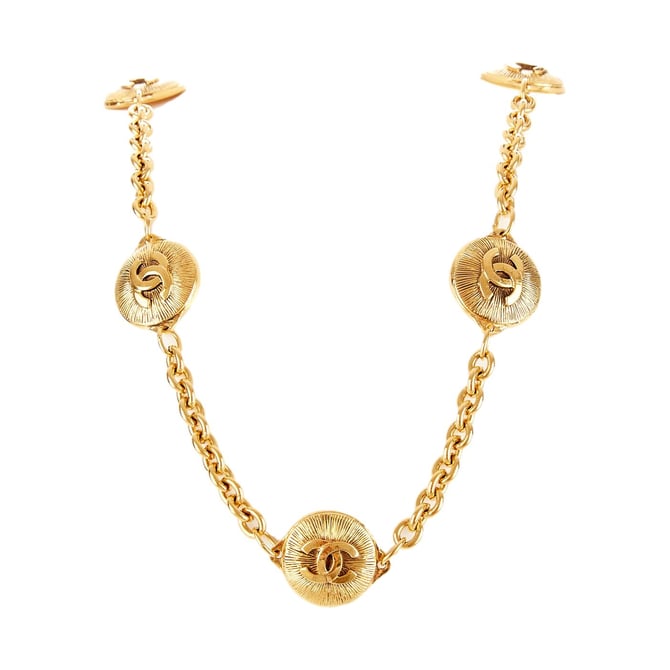 Chanel Gold Logo Medallion Chain