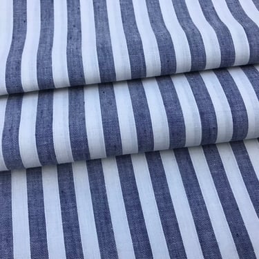 French Indigo Stripe Shirting Fabric Remnant, Unused Tailors Fabric, Blue White Pinstripe, Sewing Projects, French Textiles 