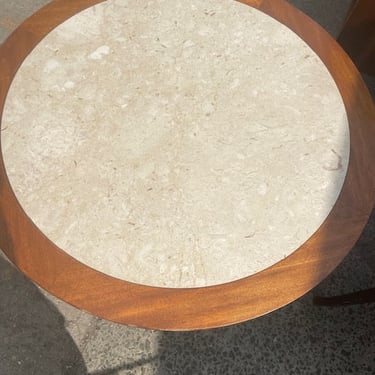 Polished Travertine round coffee table 40x15" tall