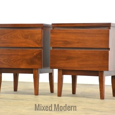 Refinished Walnut Nightstands - A Pair 