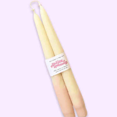 Wavey Beeswax 9&quot; Taper Candle