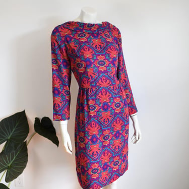 1960s Psychedelic Paisley Dress - M 