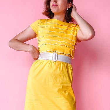 Modern Sunshine Yellow Ruffle Dress, sz. S/M