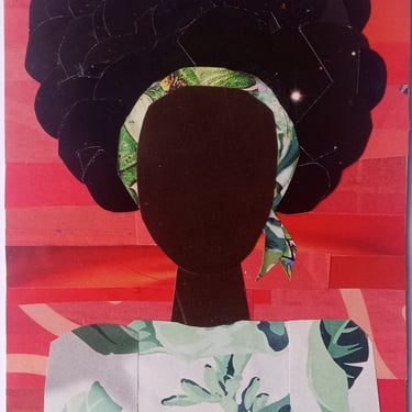Girl with the big afro too Original African American art 