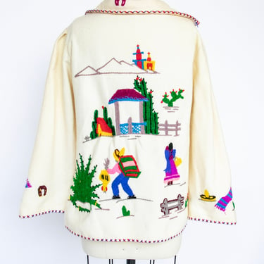 1950s Souvenir Jacket Wool Mexican Embroidered Novelty 
