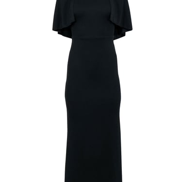 ABS - Black Crepe Colum Gown w/ Halter Necklace Neckline Sz XS