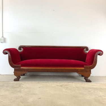 Antique Duncan Phyfe Style Clawfoot Sofa 