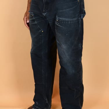 Vintage Black Carhartt Double Knee Carpenter Pants Trousers Military 36x28 36x29 36x30 