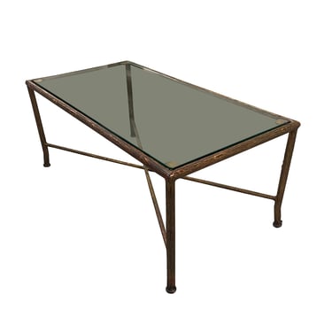 Vintage Glass and Gilt Metal Coffee Table Attributed to Maison Jansen