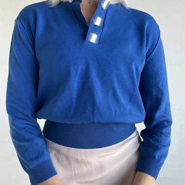 1950's Royal Blue Sweater with White Angora Collar