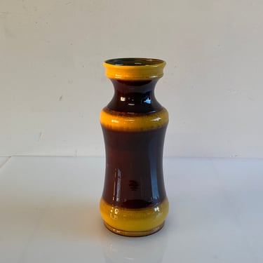 Mid Century Modern Vintage West Germany Vase no. 728-40 / 70s Ceramic Brown and Yellow Vase / Collectible 