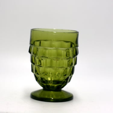 vintage Indiana Glass 8-ounce footed tumbler Whitehall Colony avocado green 