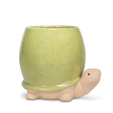 Tall Green Turtle Planter-5"H