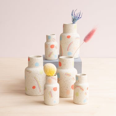 Peaches: Speckled Nerikomi Bud Vase Set (of 2)