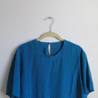 90s Silk Short Sleeved Top L 42 Bust 