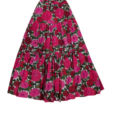 La DoubleJ - Pink, Red, White, & Green Floral Maxi Skirt Sz S