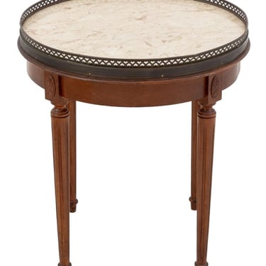 Louis XVI Style Walnut Circular Marble Top Table