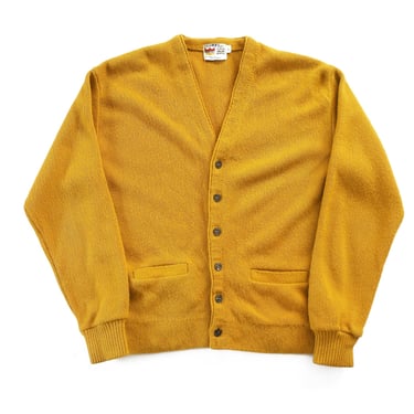 mustard cardigan / vintage cardigan / 1960s Grant Crest acrylic knit Kurt Cobain mustard cardigan Medium 