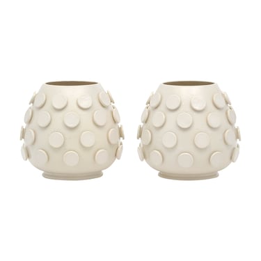 Italian Ceramic Dotted Pair of Vases