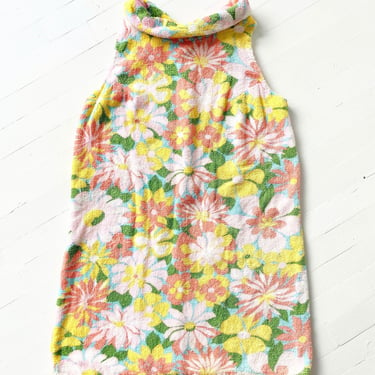 1960s Floral Terrycloth Shift Dress 