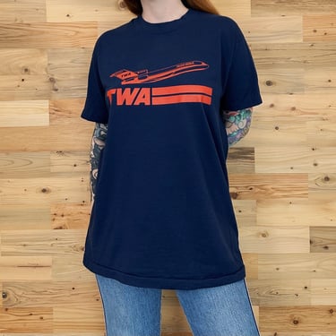 80's Vintage TWA Trans World Airlines Tee Shirt T-Shirt 