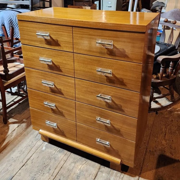 Five Drawer Late Deco/Early Mid Century Modern Chest. 20x~42x48" tall.