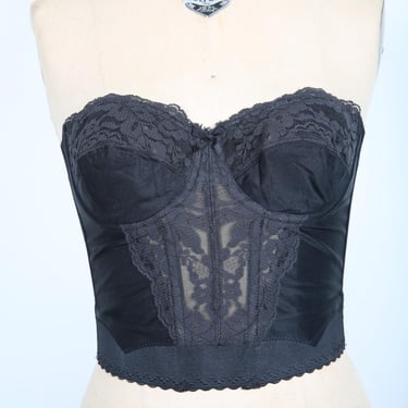 Vintage Black Floral Lace Bustier Bra Top Lingerie Streetwear Festival Coachella Concert Summer 