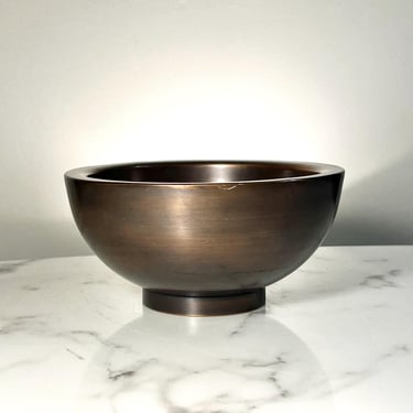 Decorative double walled metallic bowl in lacquered copper finish 