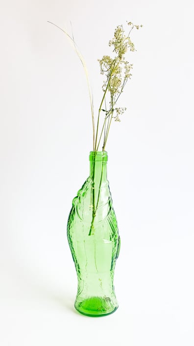 Vintage Green Glass Fish Bottle/Vase