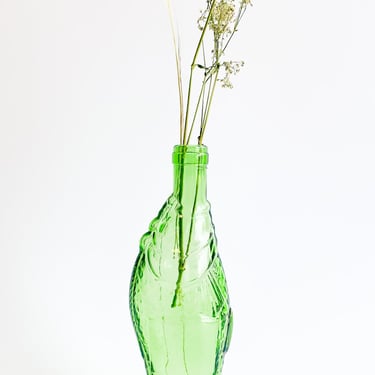 Vintage Green Glass Fish Bottle/Vase