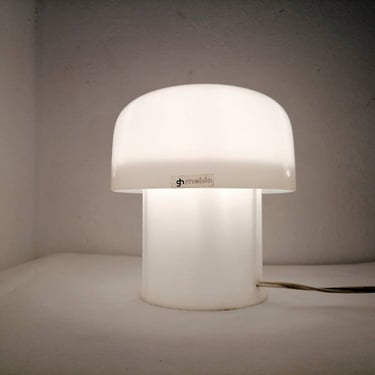 Vintage Mid Century Mushroom Bedside Lamp / Vintage  White Table Lamp / Model Fungo design Luigi Massoni / Meblo Guzzini / 70's 