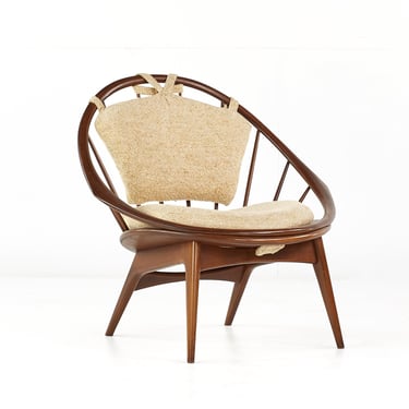 Kofod Larsen for Selig Mid Century Walnut Peacock Chair - mcm 