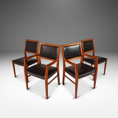 Set of Four (4) Mid-Century Modern Dining Chairs in Teak & Naugahyde by Svegards Markaryd, Sweden, c. 1960's 