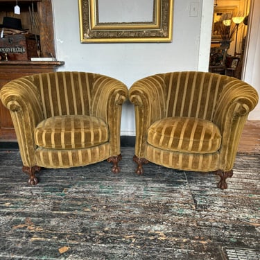 Pair of Vintage Velvet Club Chairs