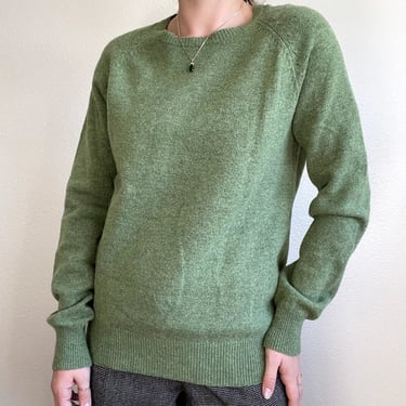 J Crew Mens Slim 100% Lambswool Green Crewneck Lightweight Sweater Sz L 