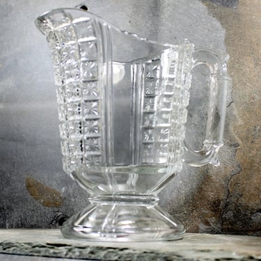 Lovely Vintage Cut Glass Pitcher - Vintage Small Pitcher - 1940s Vintage Glass Pitcher - Distinctive Cut Glass Pitcher  | FREE SHIPPING 