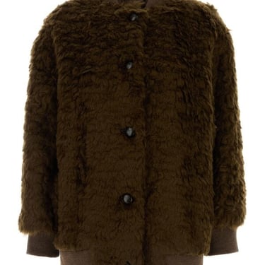 Weekend Max Mara Women Brown Teddy Agiate Bomber Jacket